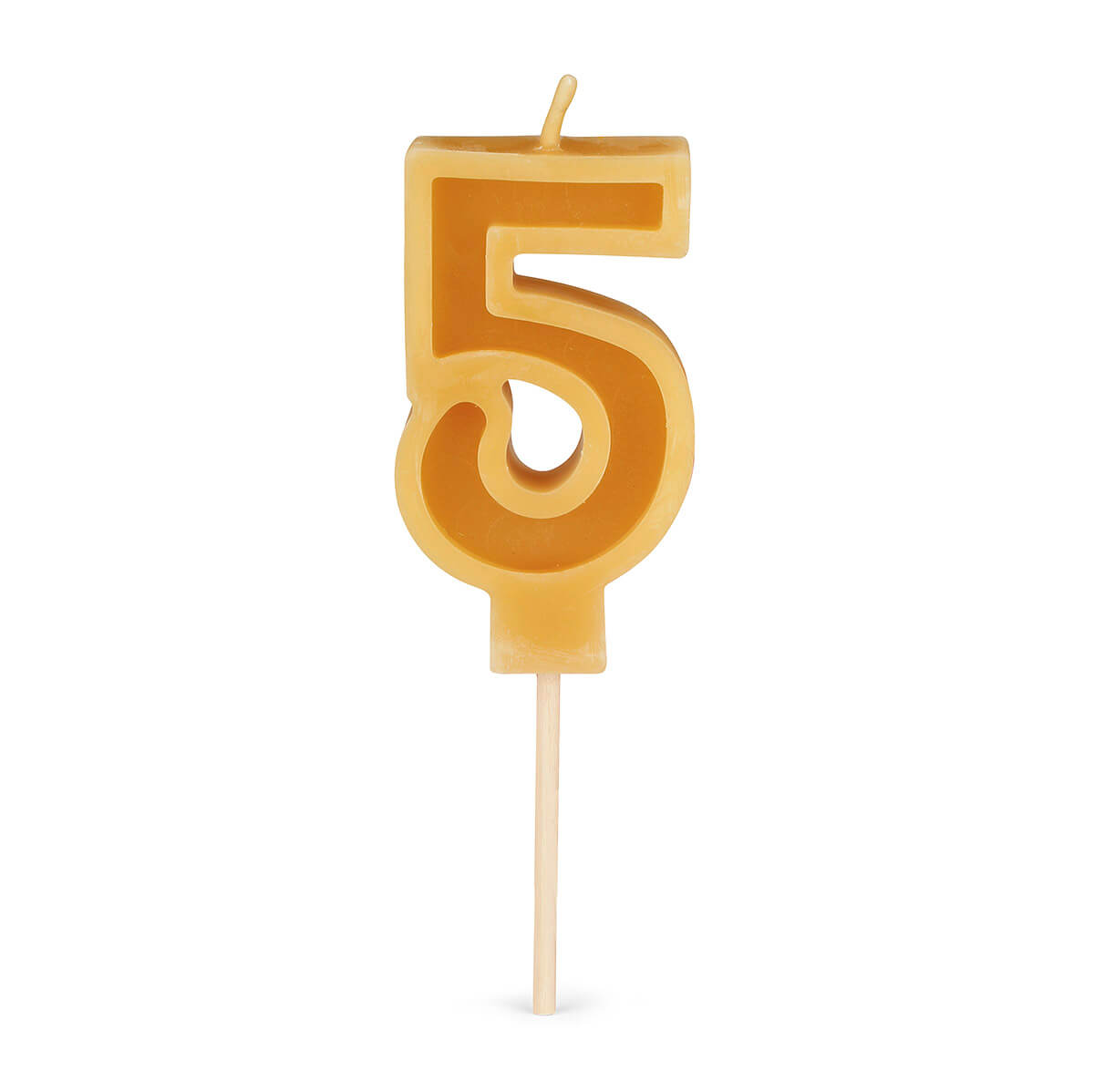 Number 5 candle made from pure beeswax