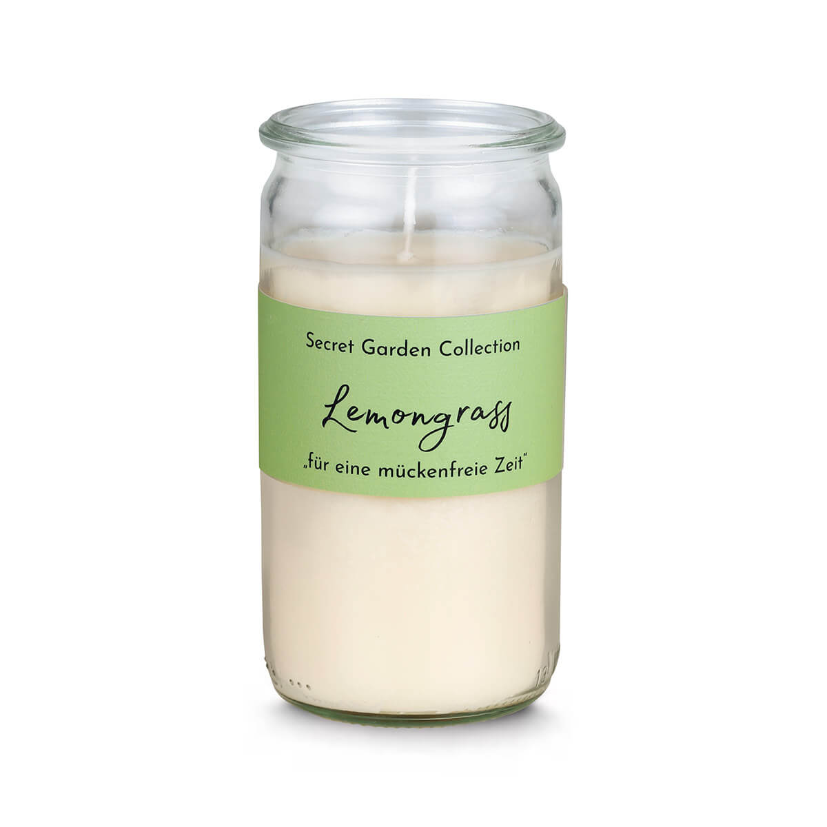 10420-00-B Duftkerze Secret Garden – Lemongrass – im Weckglas – vegan – aus Raps-Kokos-Wachs