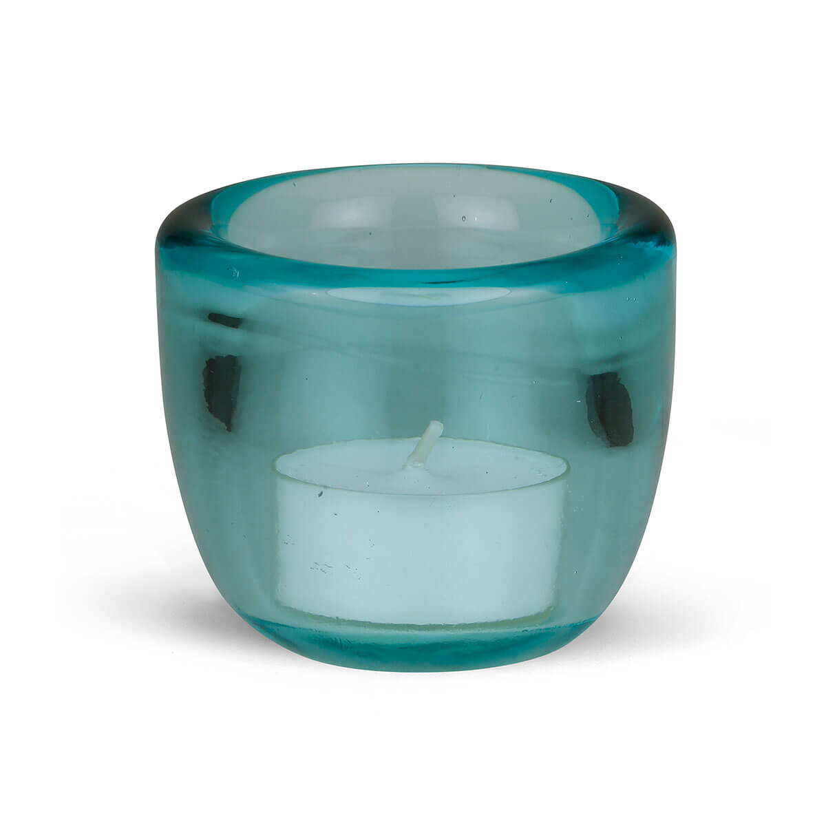 Teelichtglas türkis – durchgefärbt – 60/65 mm