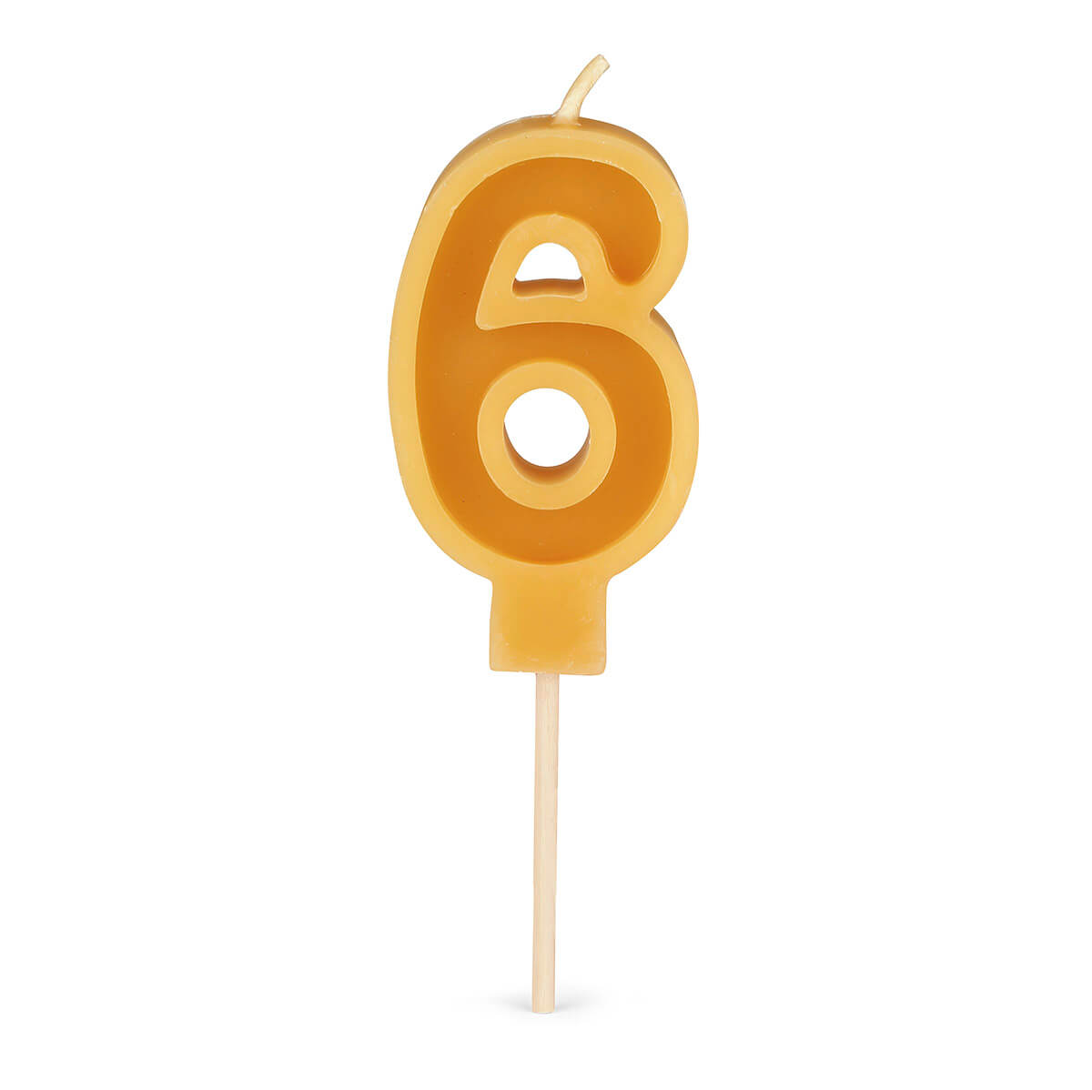 Number 6 candle made from pure beeswax