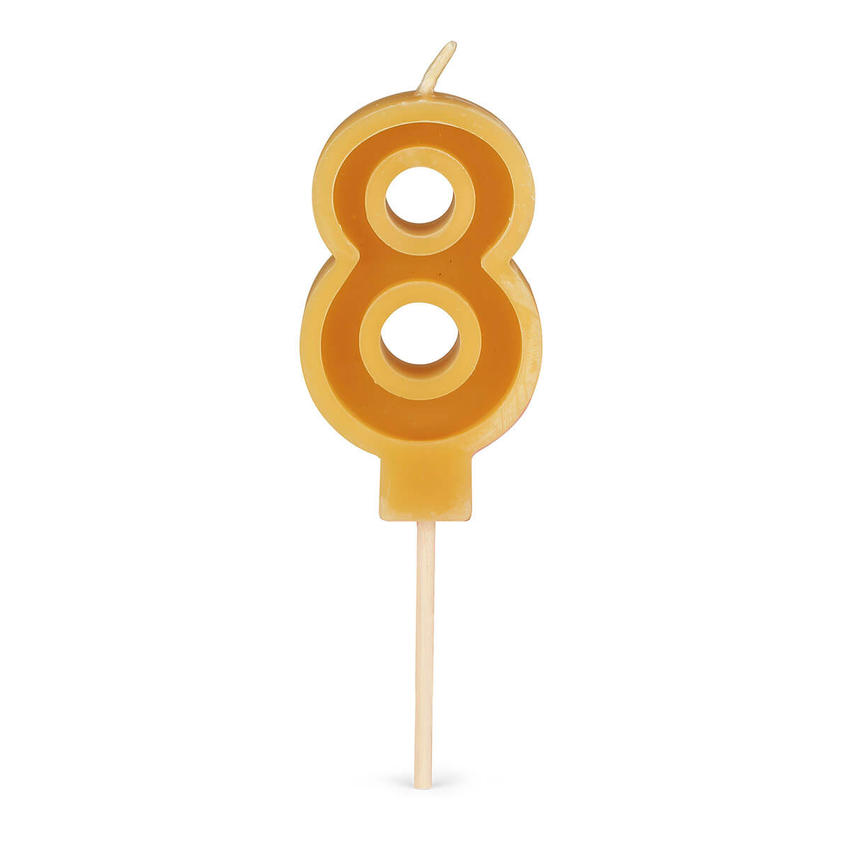 Number 8 candle made from pure beeswax