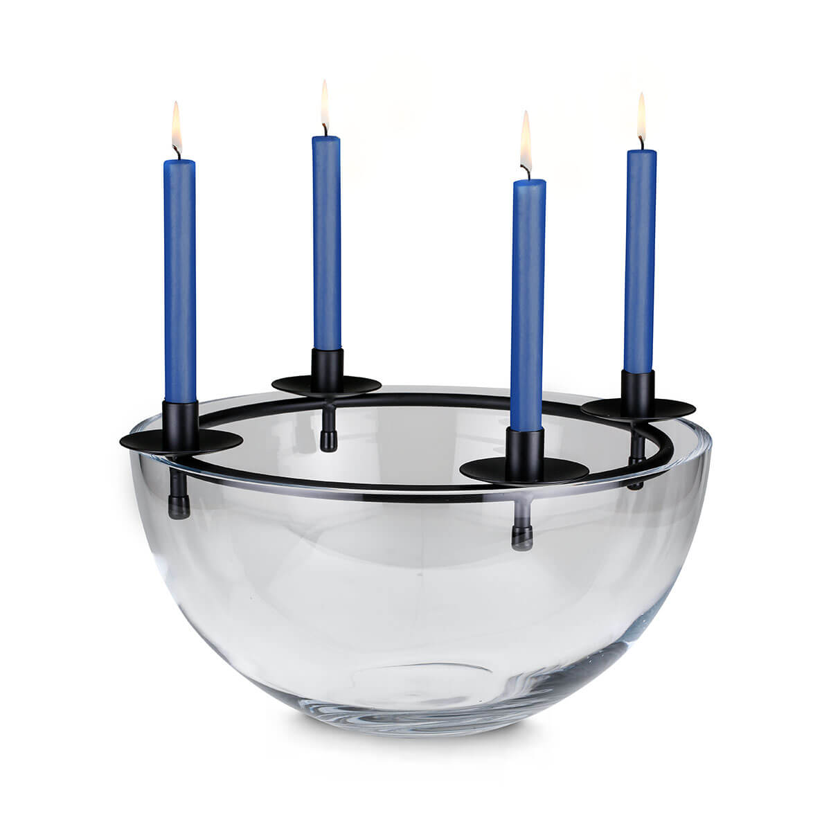 Okiset_marine Kerzenständer Oki mit Schale Stockholm und Stabkerzen in vier Farben -  marine