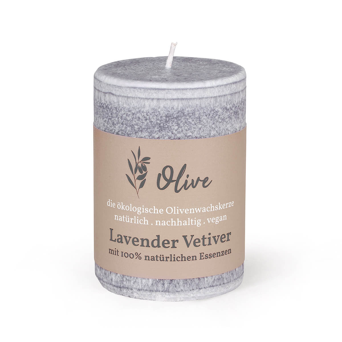 Duftkerze Schulthess aus Olivenwachs-Stearin – 100/65 mm – Lavender Vetiver – rein natürliche Öle – vegan