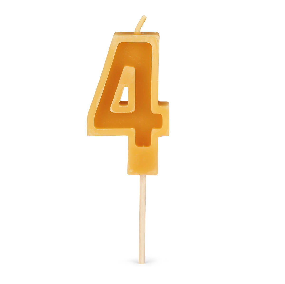 Number 4 candle made from pure beeswax