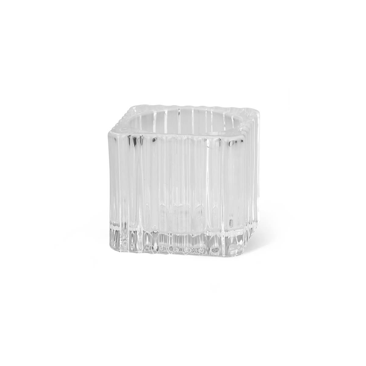 10060-00-A Teelichtglas Shine Stripes eckig