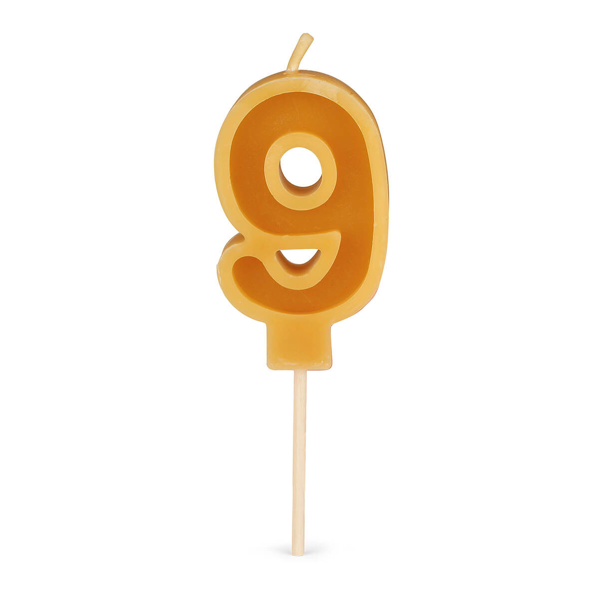 Number 9 candle made from pure beeswax