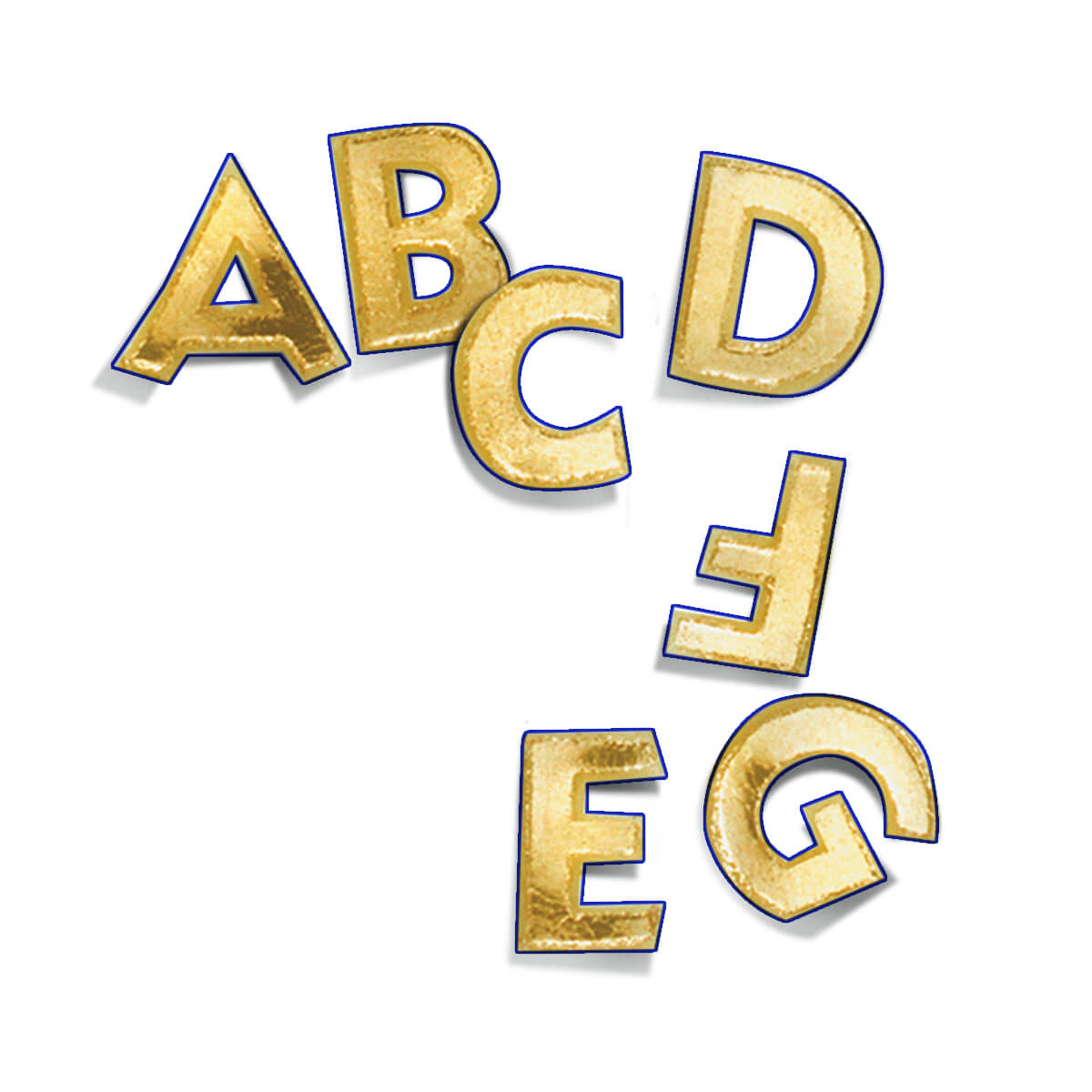 8620-00-A Buchstaben und Zahlen aus Wachsfolien – glanzgold auf blau