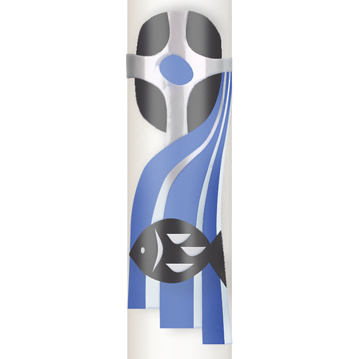 T2034 Taufkerze Kreuz/Fisch -  380/35 mm