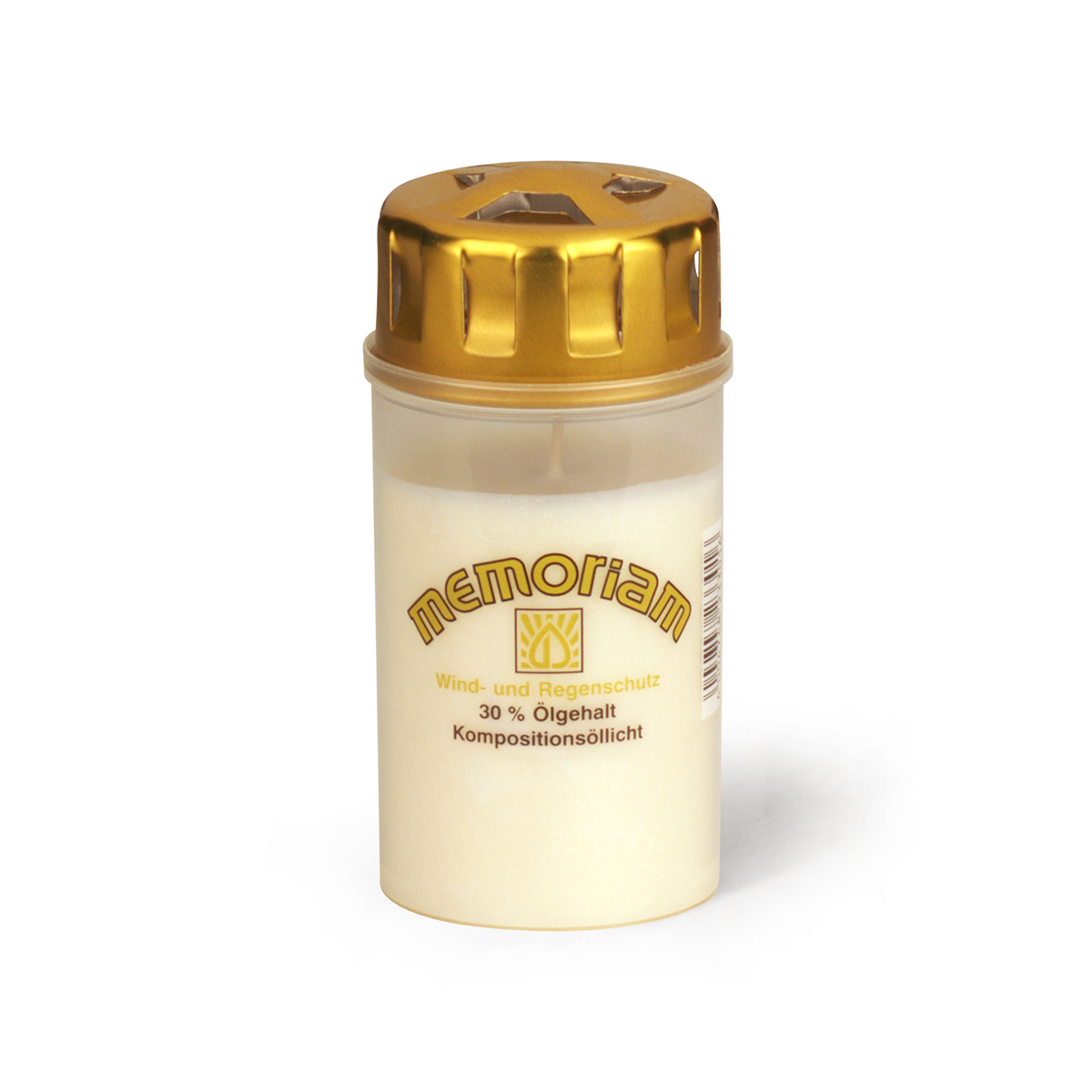 5411-00-A Grablicht mit Golddeckel No. 233 weiss - Memoriam - Brenndauer ca. 2,5 Tage