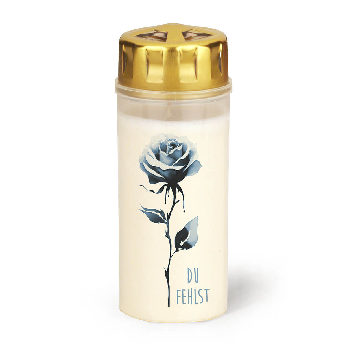Grabkerzen mit Trauermotiv – Silberrose