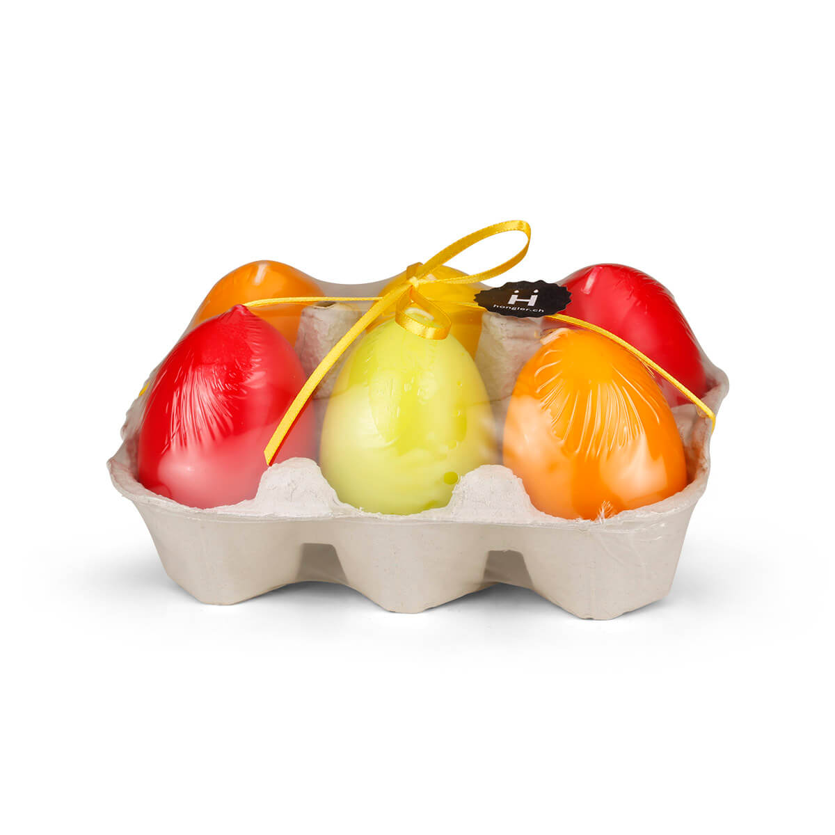 Eiercarton_assortiert_2020-a Eierkerzen Geschenksset bunt – 150/100 mm – Pack à 6 Stück