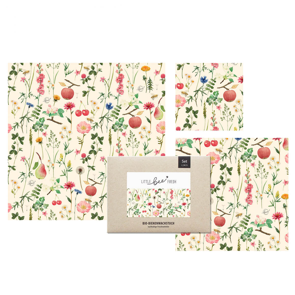 10516-00-A Bio-Bienenwachstücher Starter-Set Streuobstwiese (L/M/S)