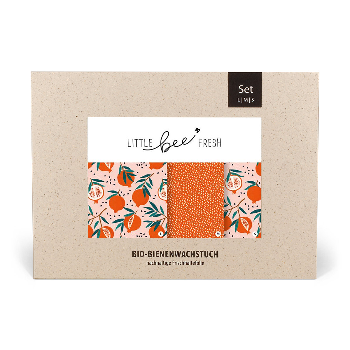Bio-Bienenwachstücher Starter-Set Granatapfel (L/M/S) Bio-Bienenwachstücher Starter-Set Granatapfel (L/M/S)