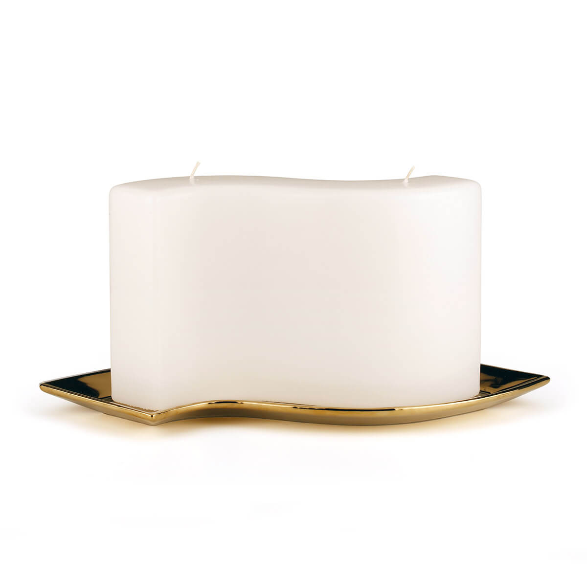 Kerzenuntersetzer Keramik – Welle gold