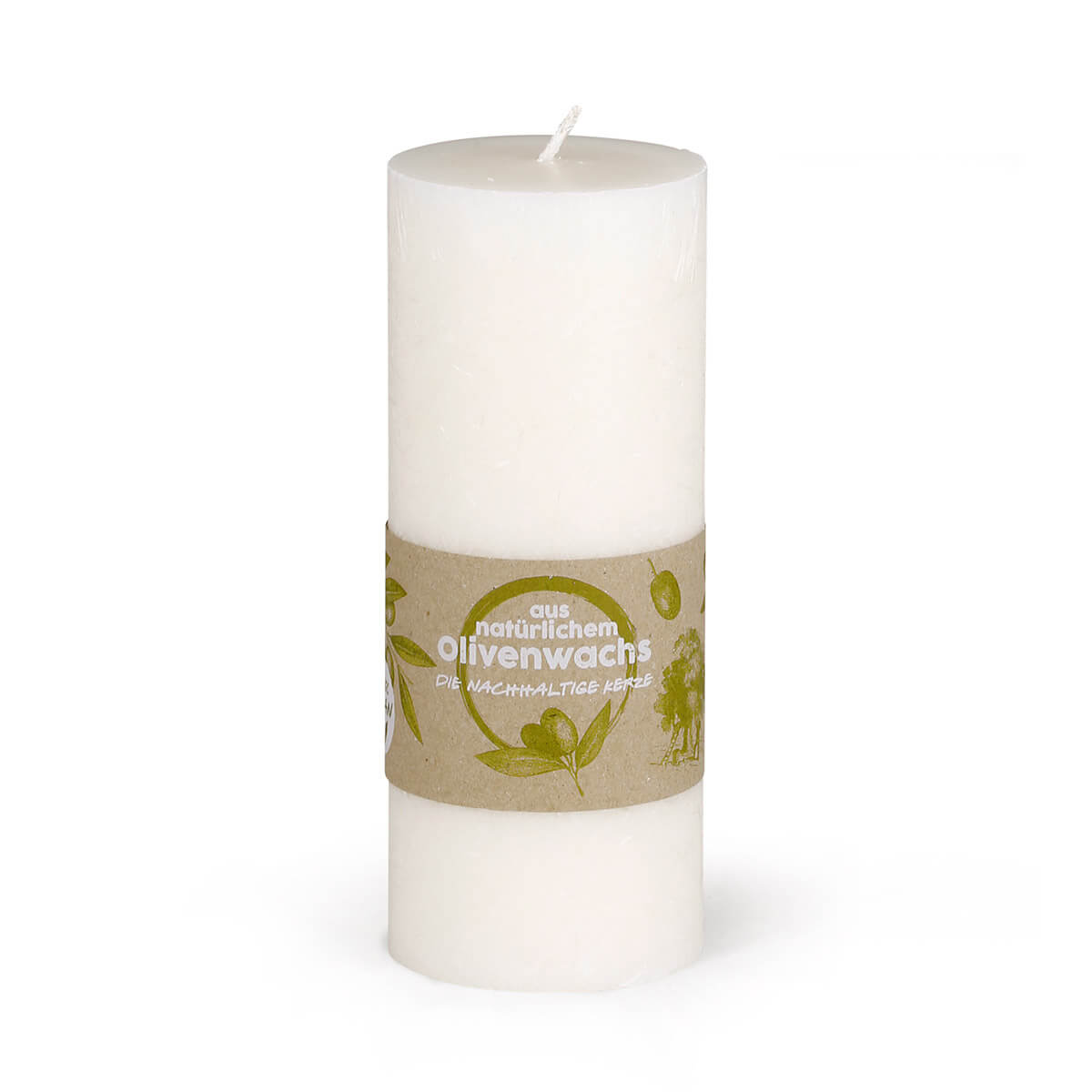 10606-00-A Zylinderkerze aus Olivenwachs-Stearin 180/70 mm – vegan