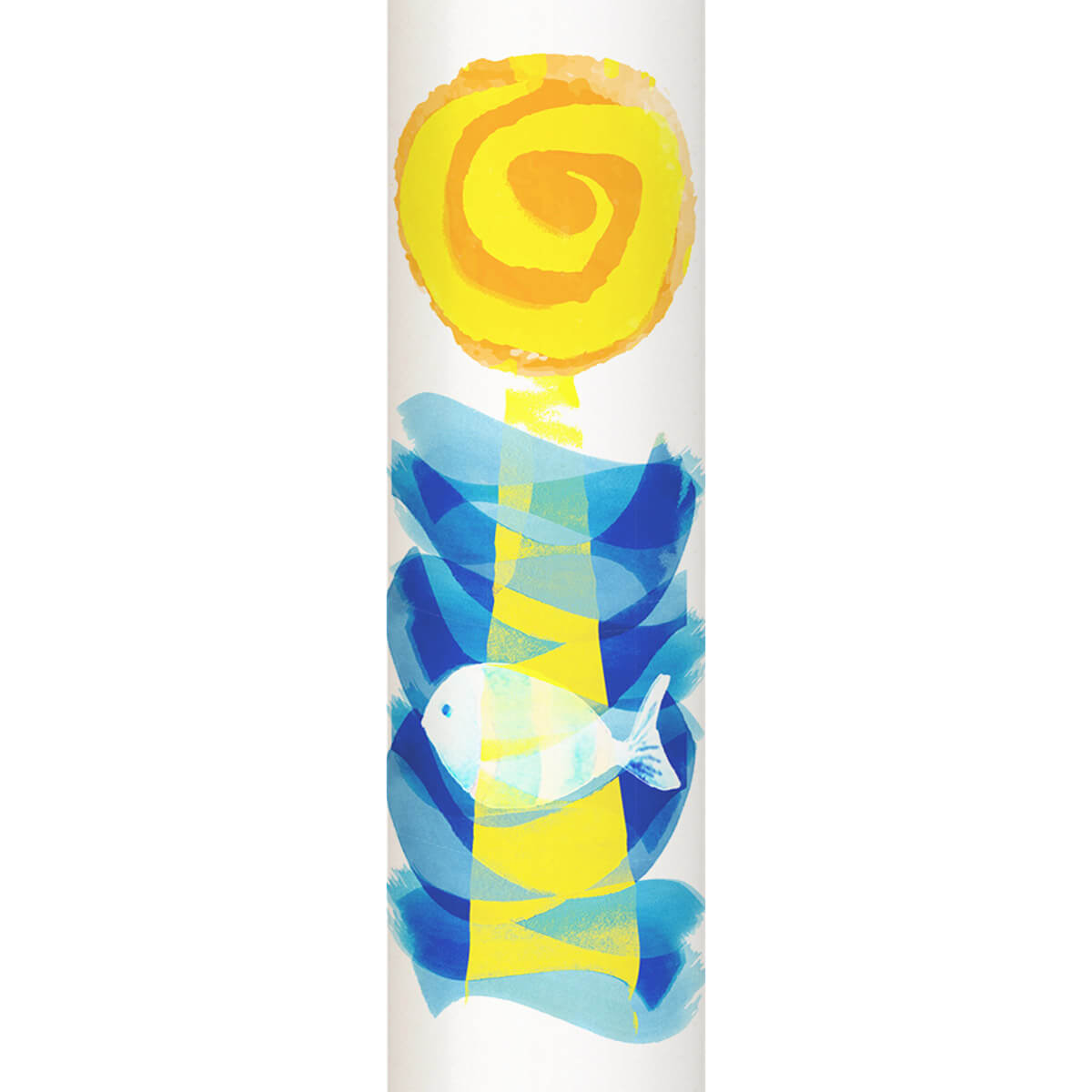 t3049 Taufkerze Sonne Fisch -  380/35 mm