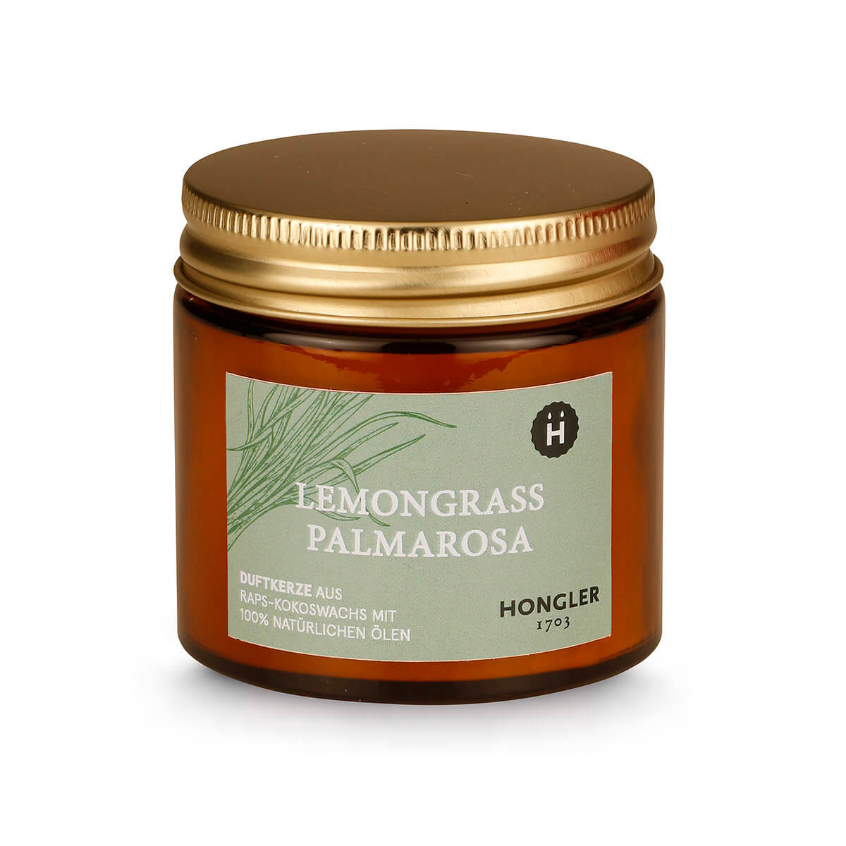 Duftkerze Hongler Lemongrass Palmarosa – rein natürliche Öle – vegan – aus Raps-Kokoswachs