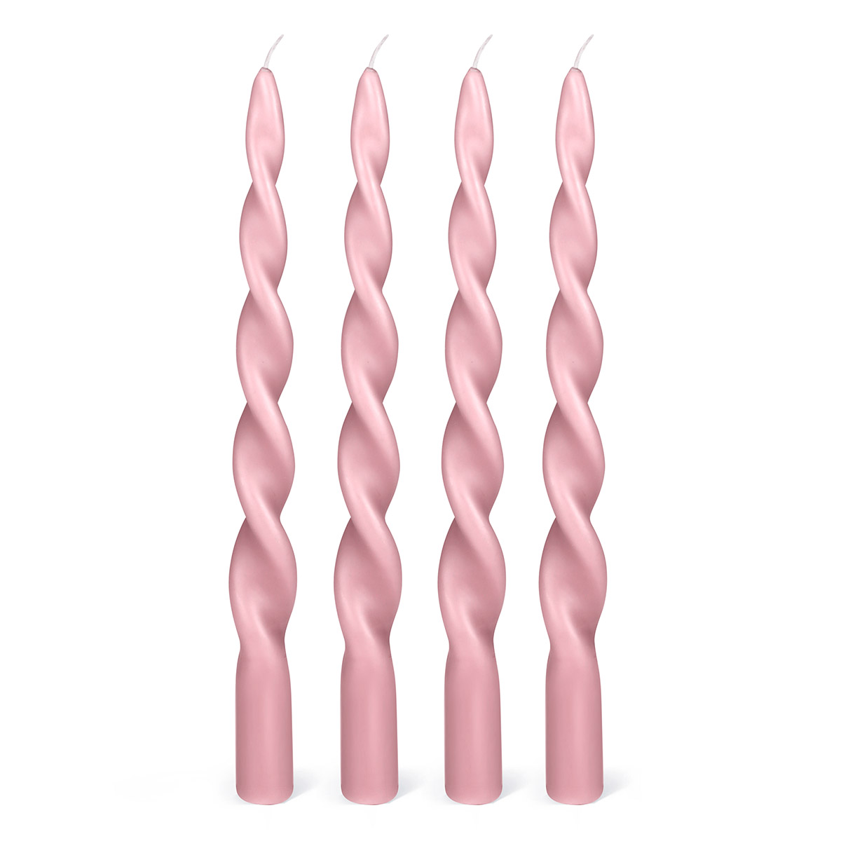 Twisted Candles Rose – Pack à 4 Stück