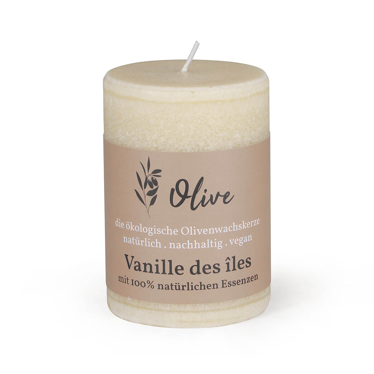 Duftkerze Schulthess aus Olivenwachs-Stearin – 100/65 mm – Vanille des Îles – rein natürliche Öle – vegan