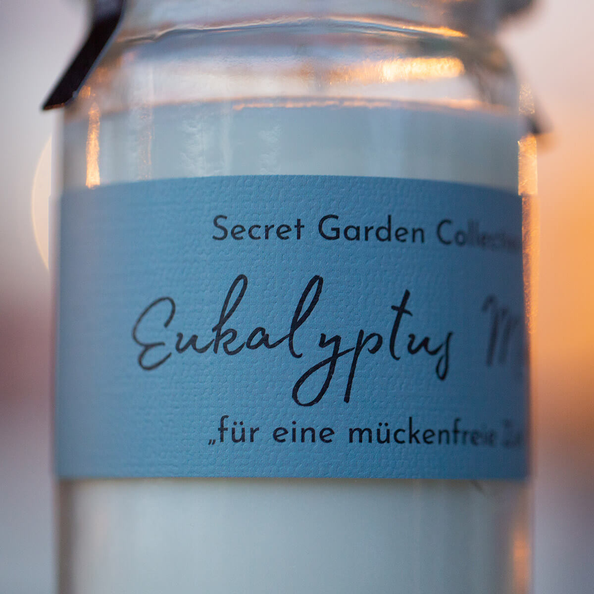 Duftkerze Secret Garden – Eukalyptus Minze – im Weckglas – vegan – aus Raps-Kokos-Wachs
