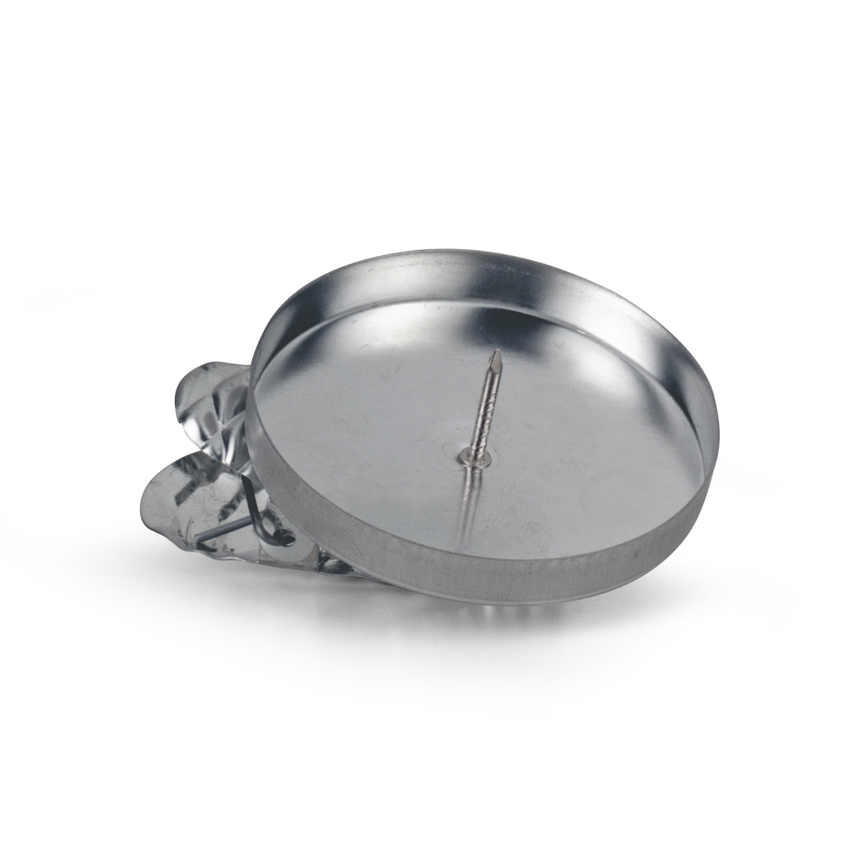 8876-00-A Christbaumkerzenhalter flach mit Dorn - silber- Beutel à 8 Stk