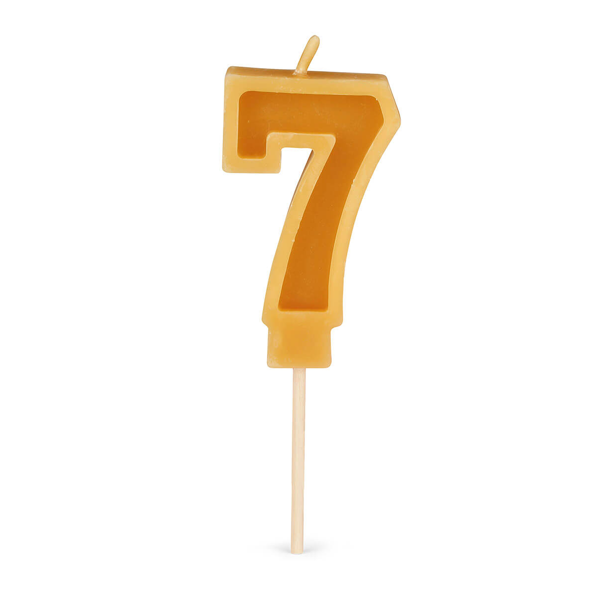 Number 7 candle made from pure beeswax
