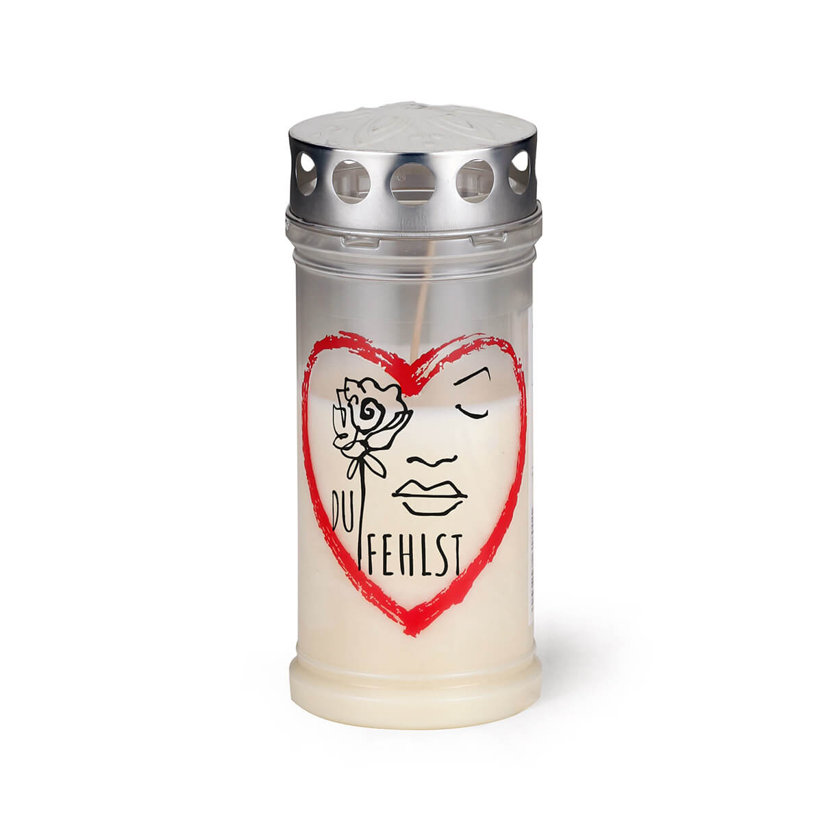 9932-00-B Grabkerzen mit Silberdeckel mit Motiv