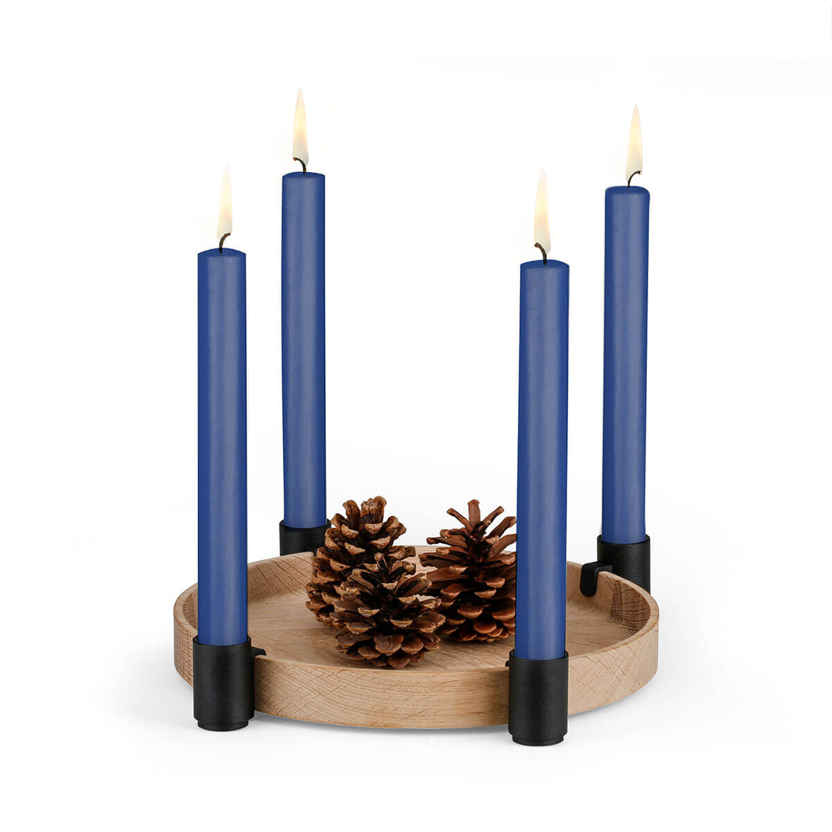 Luna-Set_marine Luna - Advent-Set mit 12 Stabkerzen und Pinienzapfen -  marine