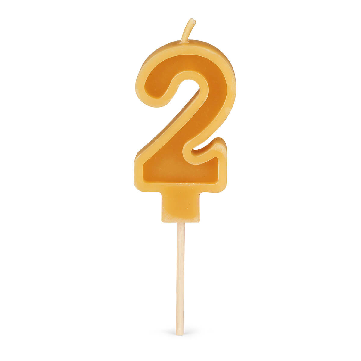 Number 2 candle made from pure beeswax
