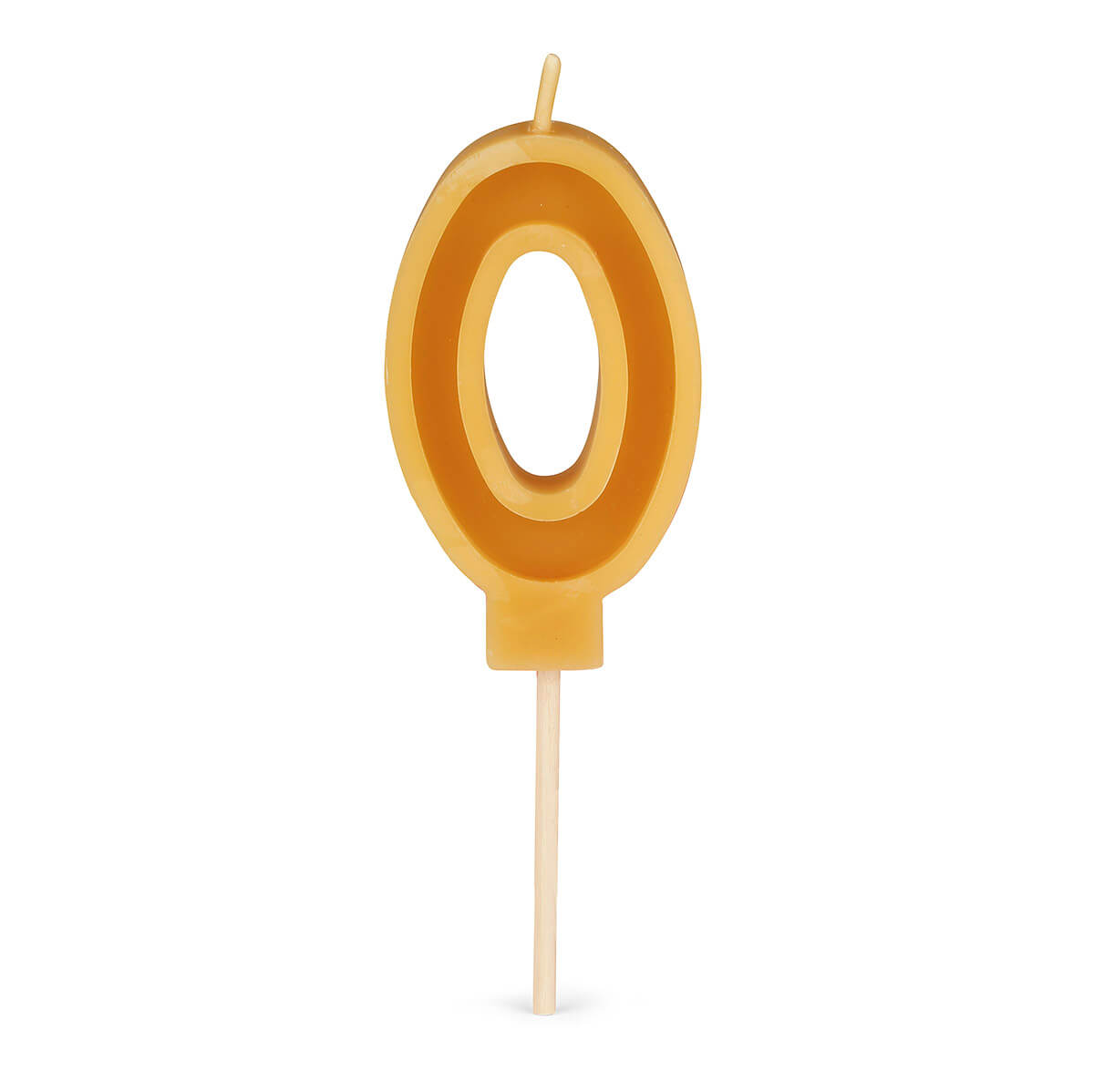 Number 0 candle crafted from pure beeswax