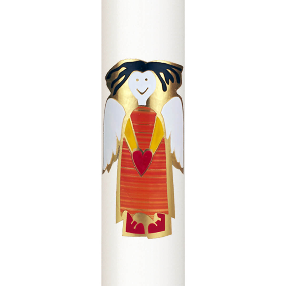 T2932o_V2 Taufkerze Schutzengel orange