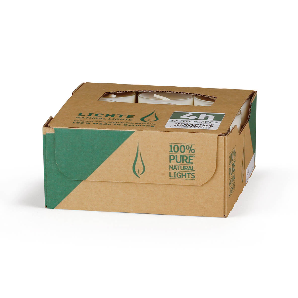 Teelicht vegan 4 h - aus Rapswachs - Nature Light - Tray à 27 Stk