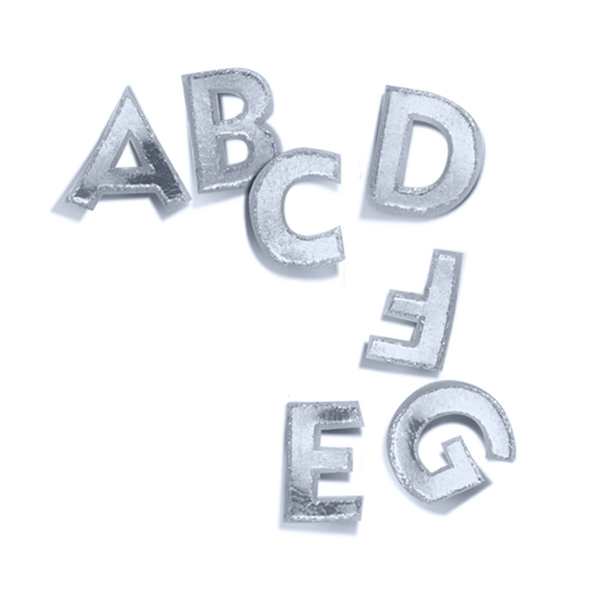 8622-00-A Buchstaben und Zahlen aus Wachsfolien – silber glanz auf weiss