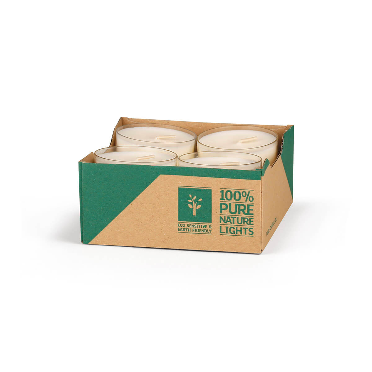 Maxi-Teelicht vegan 10 h - aus Rapswachs - Nature Light - Tray à 8 Stk