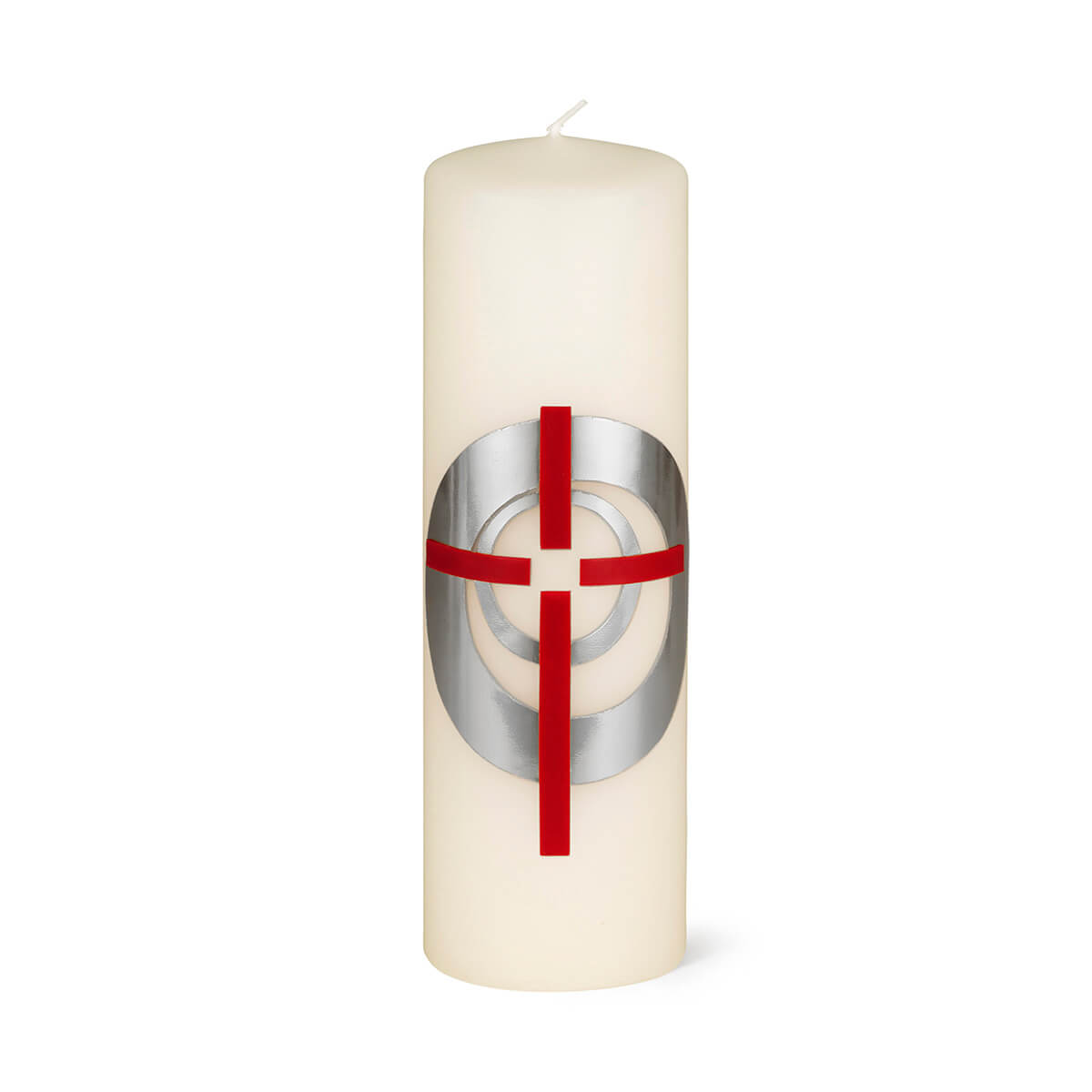 Geschenkskerze Evangelisch-reformierte Kirche Schweiz – Kreuz im Licht silber