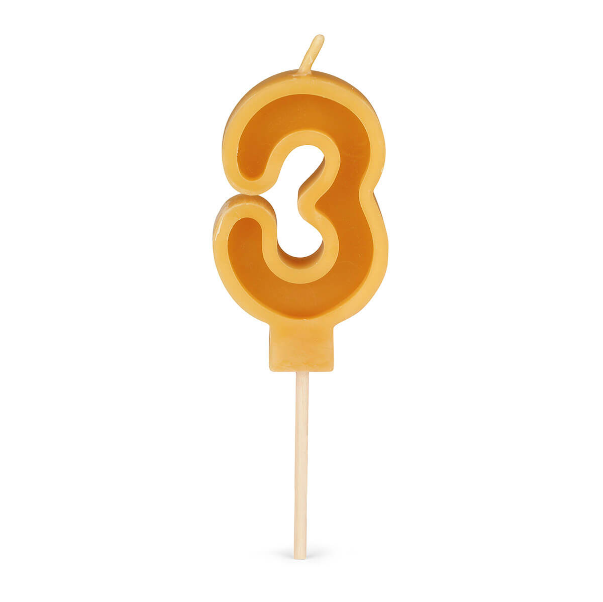 Number 3 candle made from pure beeswax