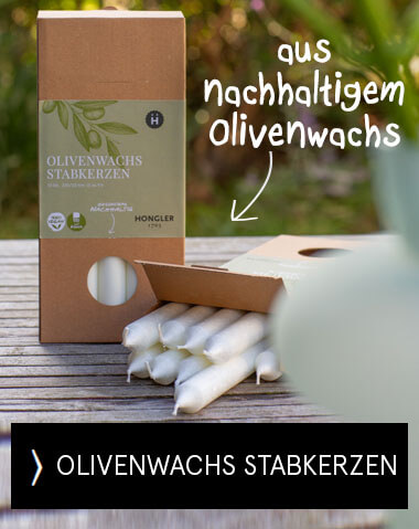 Banner Olivenwachs Stabkerzen