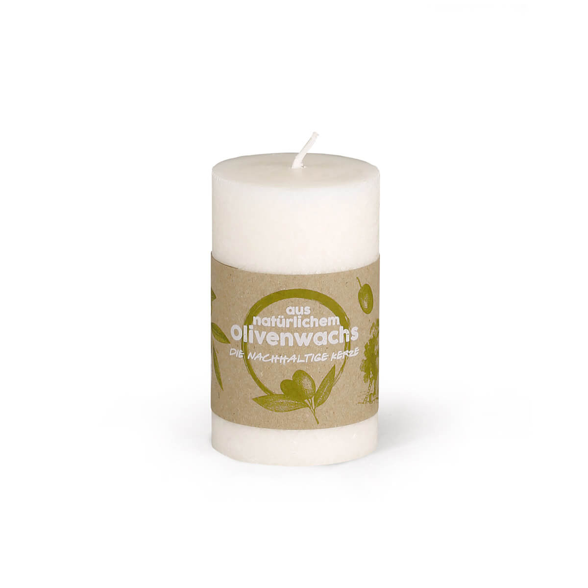 10601-00-A Zylinderkerze aus Olivenwachs-Stearin 100/60 mm – vegan