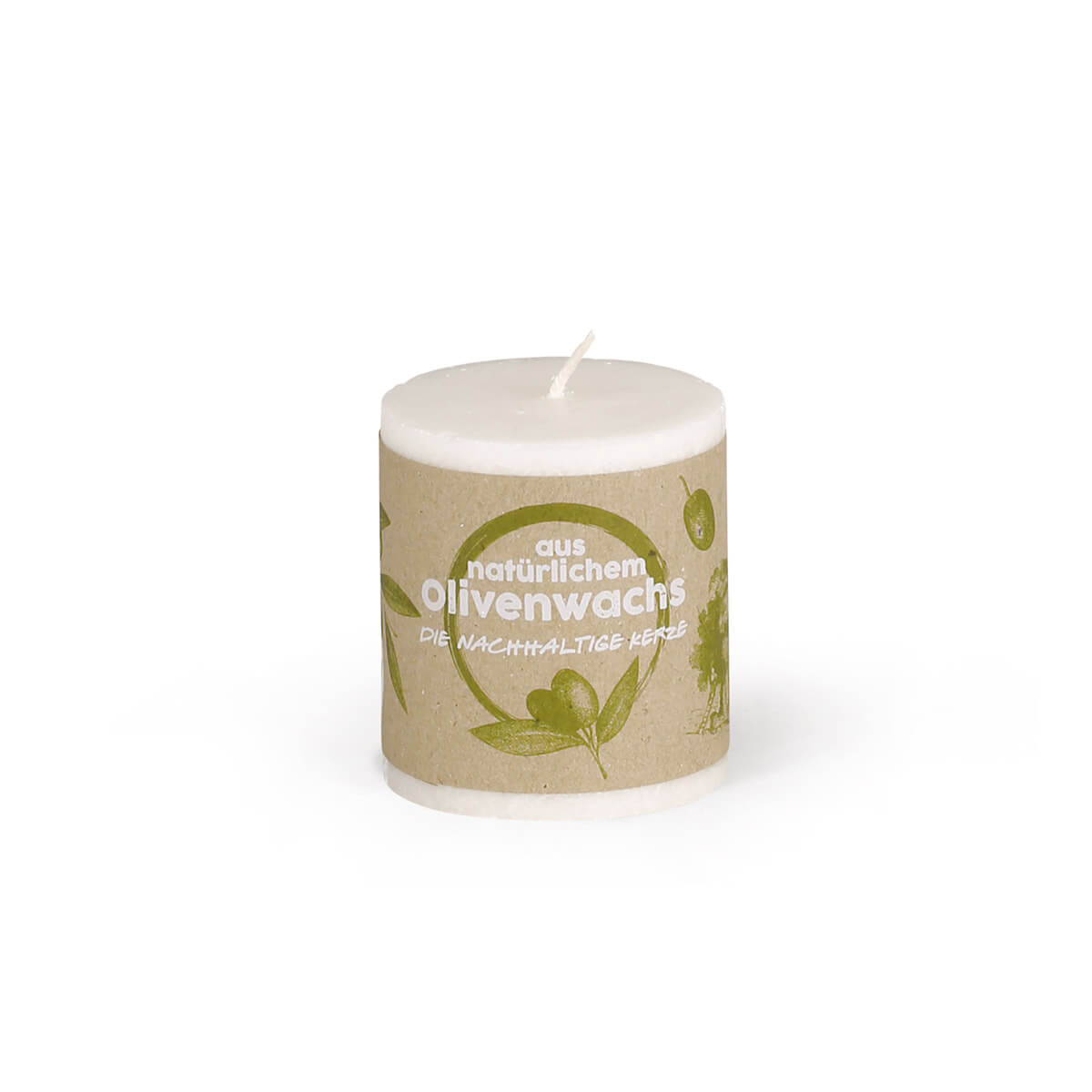 10600-00-A Zylinderkerze aus Olivenwachs-Stearin 70/60 mm – vegan